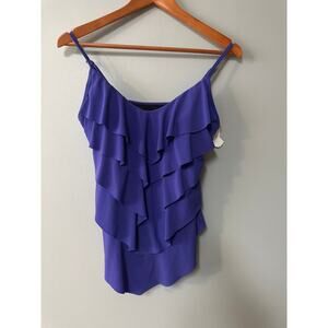 NEW Womens Size 8 Trimshaper Tankini Swimsuit Top Purple